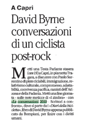 David Byrne, conversazioni di un ciclista post-rock